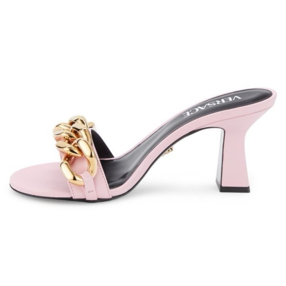 Versace Pink and Gold Women's Heeled Sandals - Picture 4 of 9